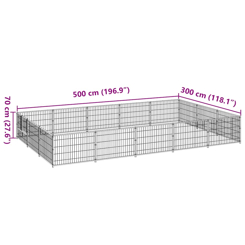 Canil para cães 15 m² aço preto - Image 6