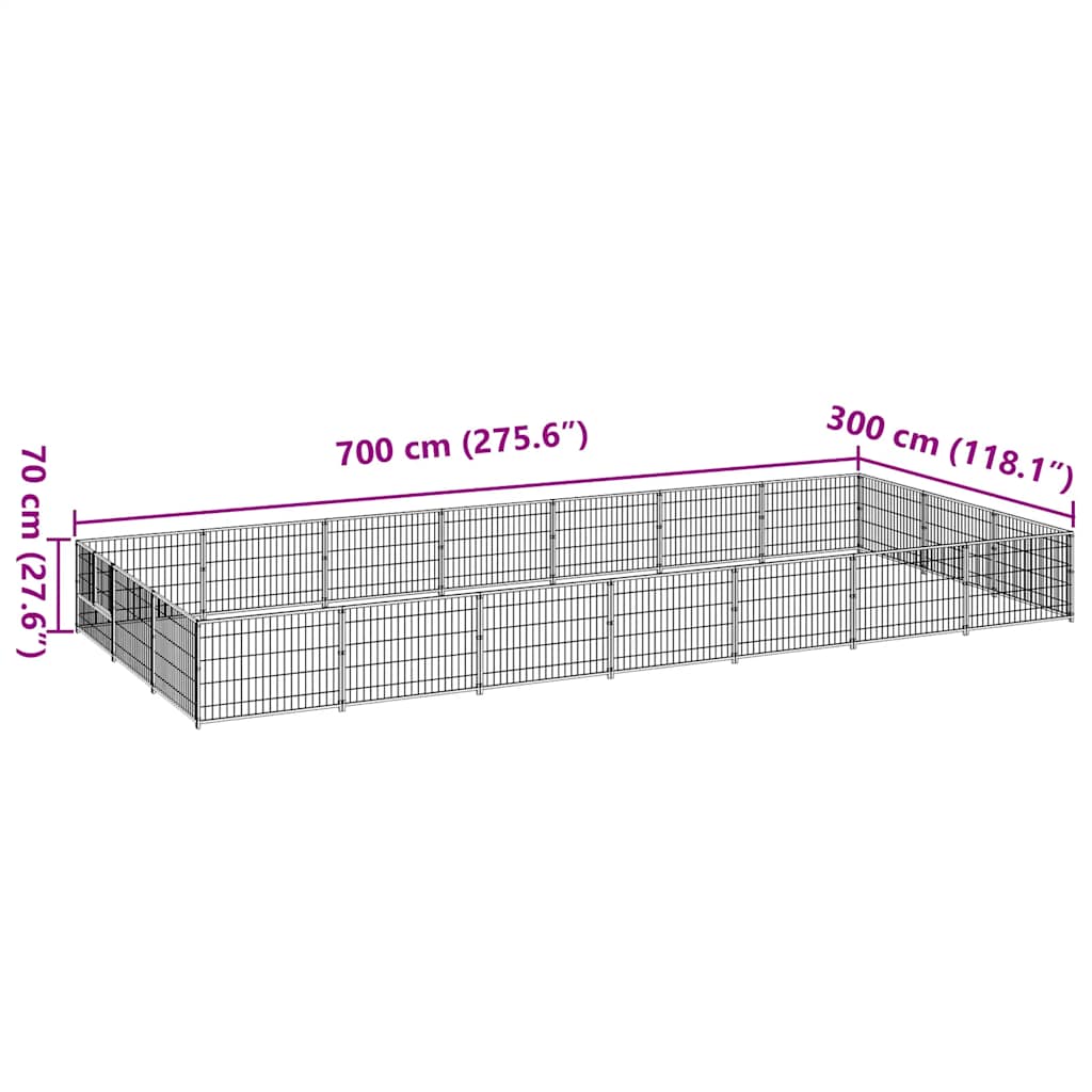 Canil para cães 21 m² aço preto - Image 6