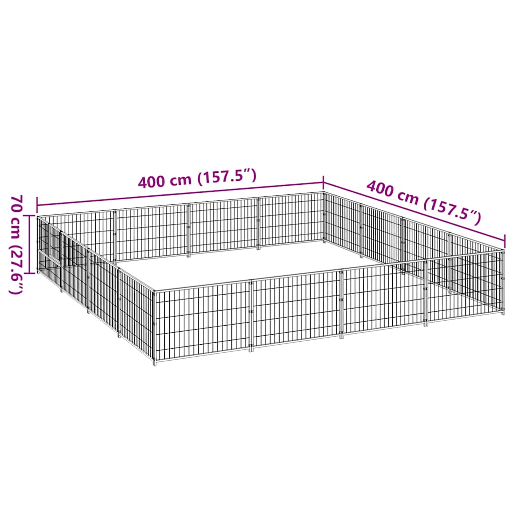 Canil para cães 16 m² aço preto - Image 6