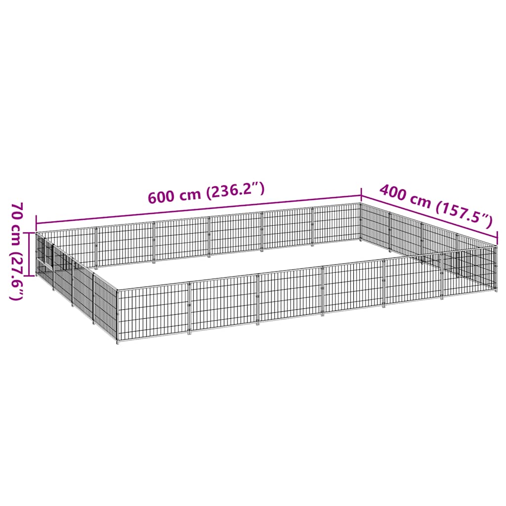 Canil para cães 24 m² aço preto - Image 6