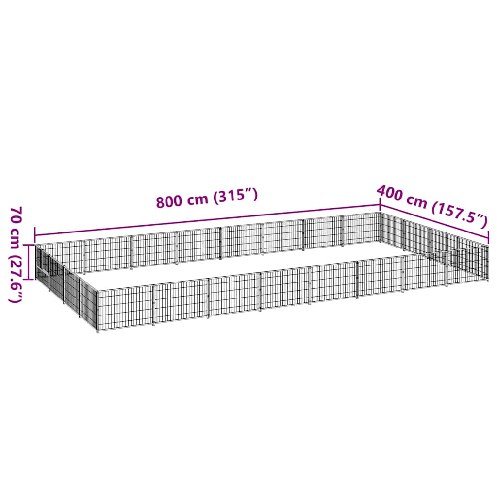 Canil para cães 32 m² aço preto - Image 6