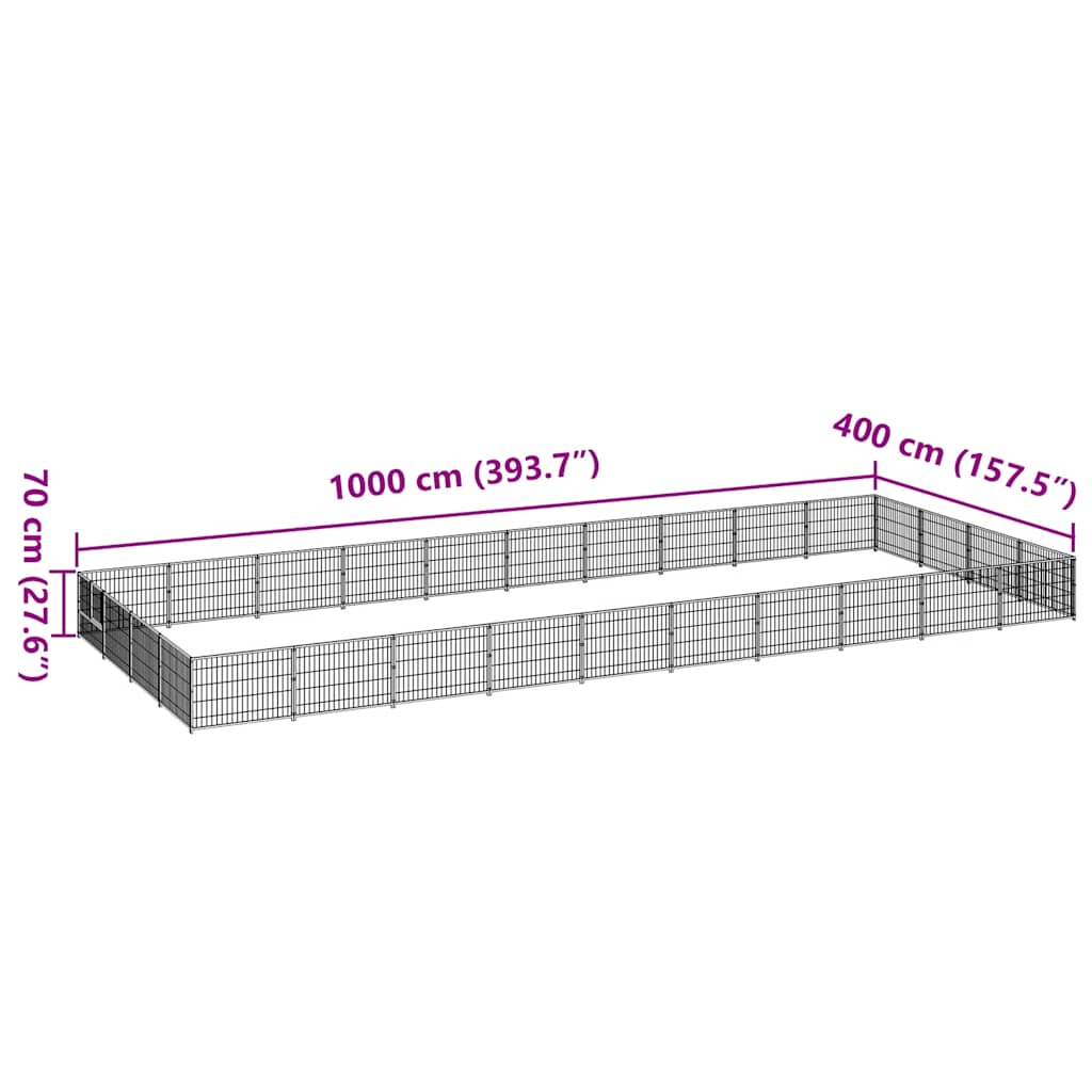 Canil para cães 40 m² aço preto - Image 6