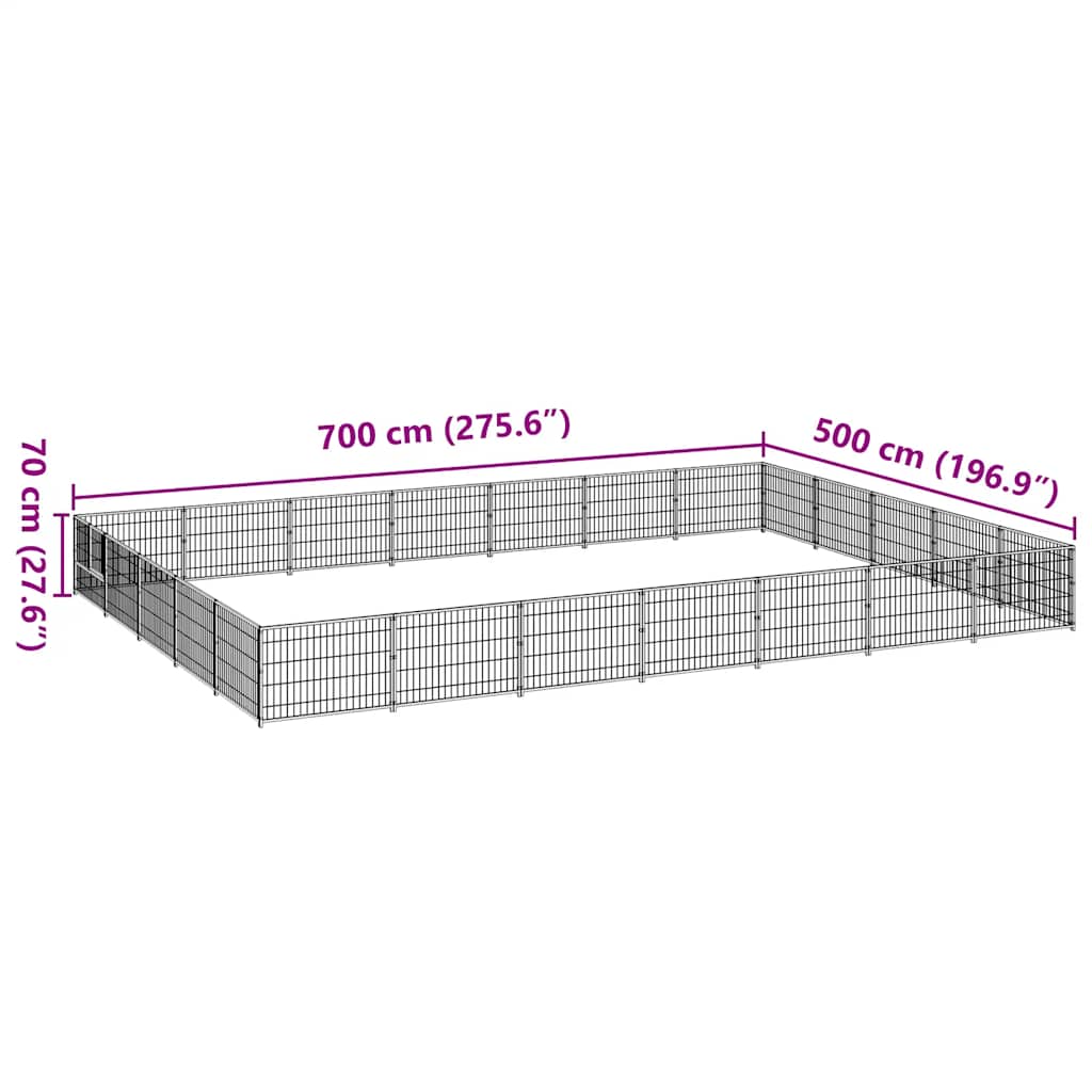 Canil para cães 35 m² aço preto - Image 6
