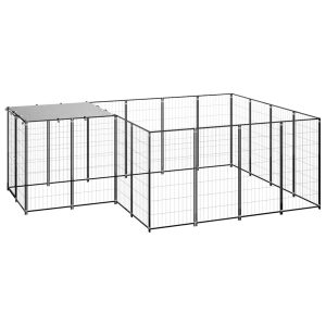 Canil para cães 6,05 m² aço preto
