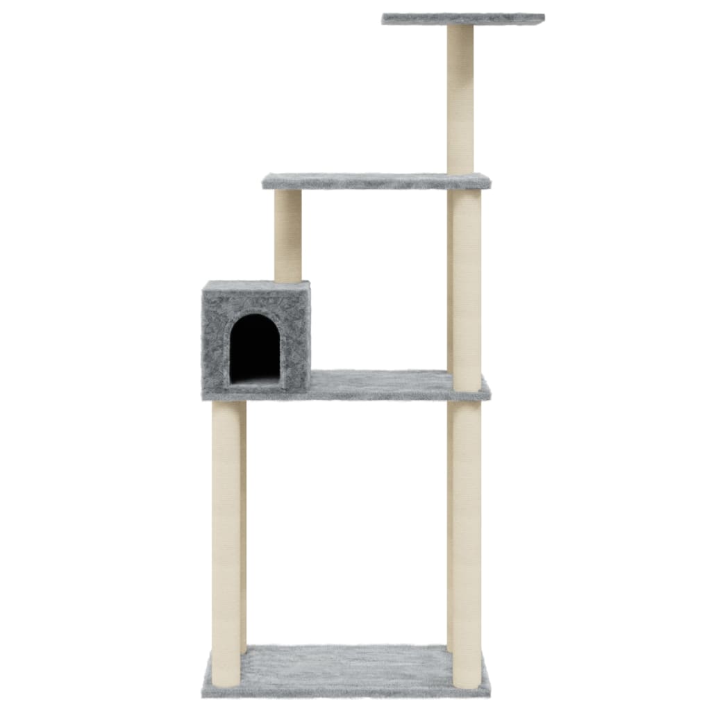 Árvore p/ gatos c/ postes arranhadores sisal 147cm cinza-claro - Image 3