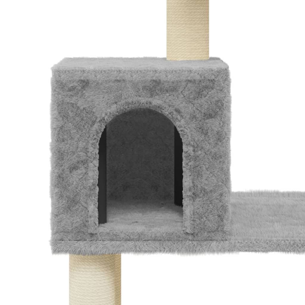 Árvore p/ gatos c/ postes arranhadores sisal 147cm cinza-claro - Image 6