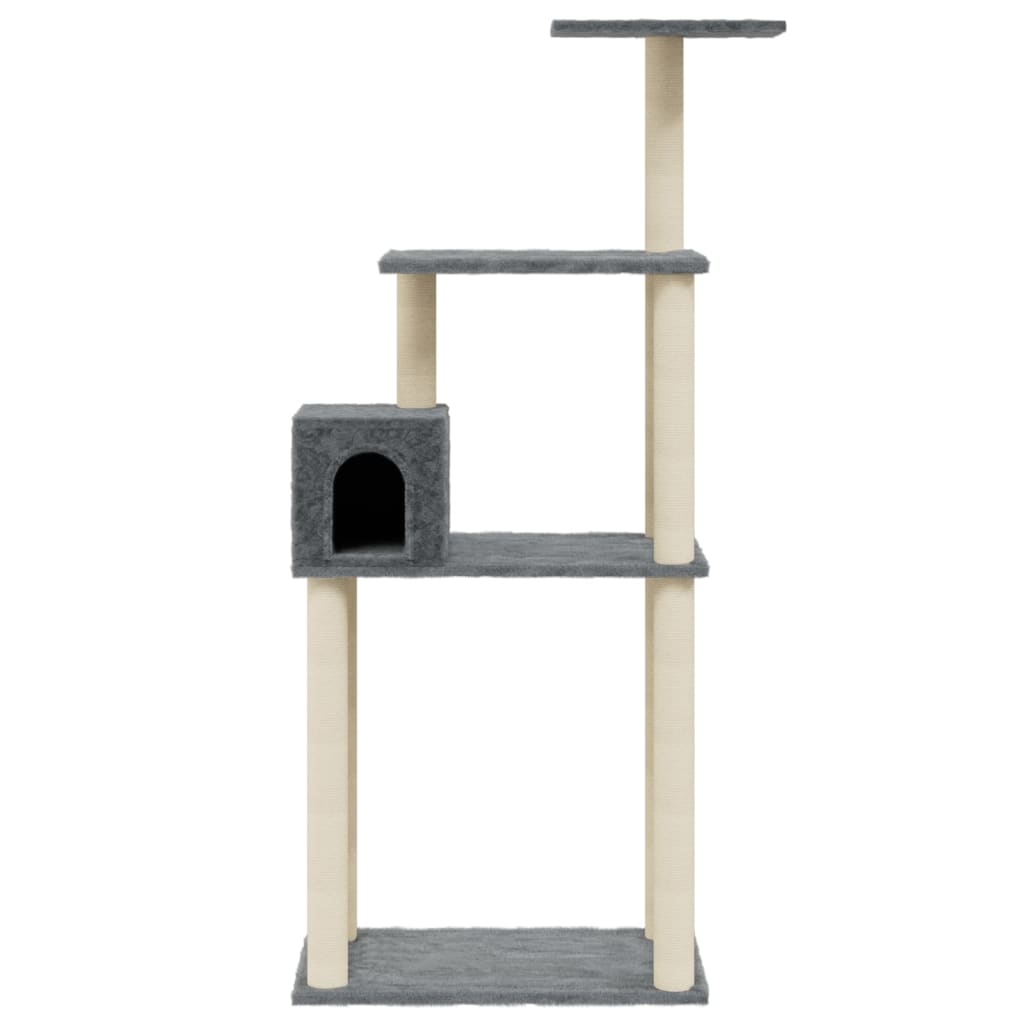Árvore p/ gatos c/ postes arranhadores sisal 147cm cinza-escuro - Image 3