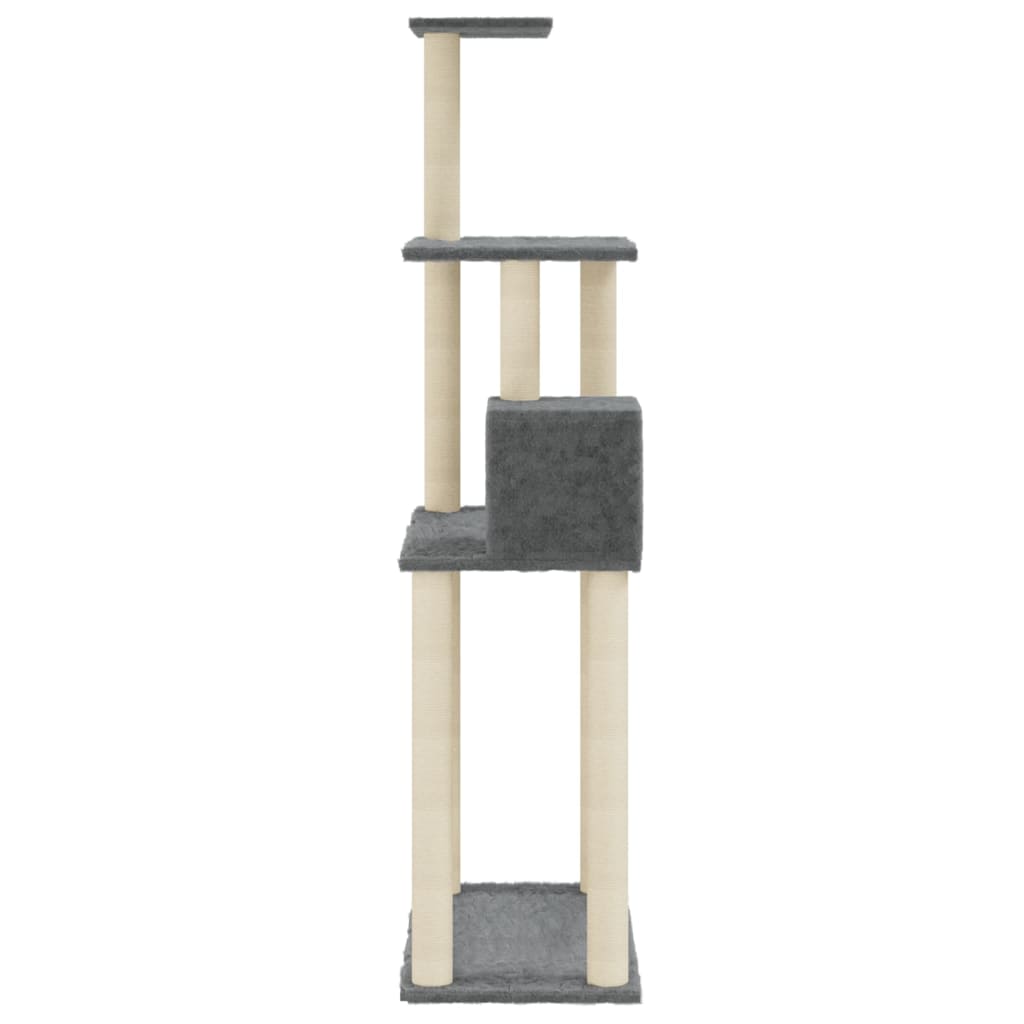 Árvore p/ gatos c/ postes arranhadores sisal 147cm cinza-escuro - Image 4