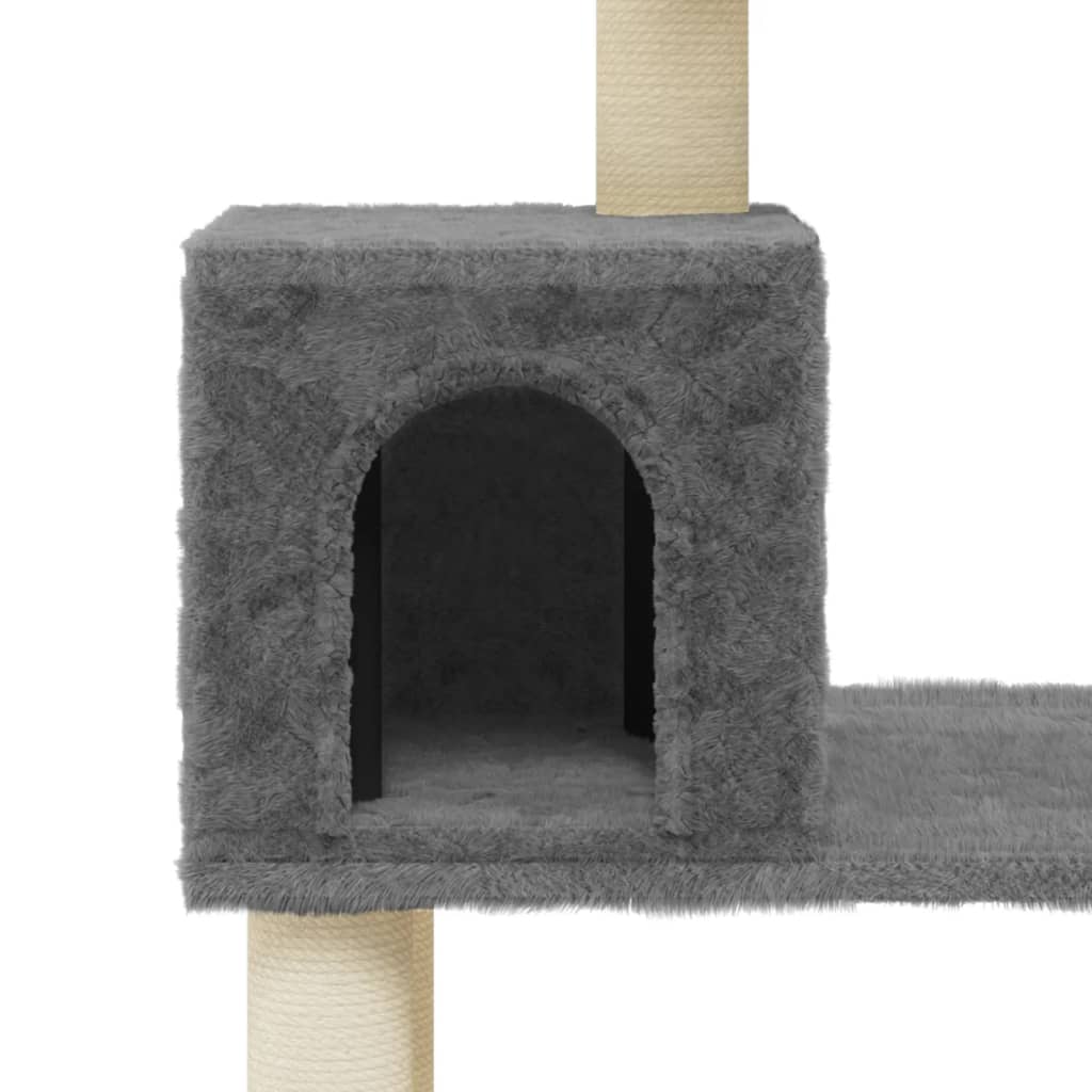 Árvore p/ gatos c/ postes arranhadores sisal 147cm cinza-escuro - Image 6