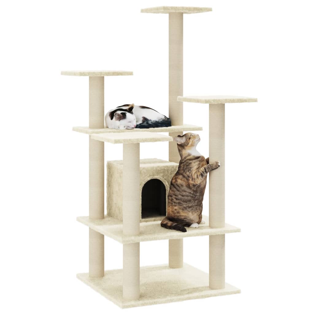 Árvore para gatos c/ postes arranhadores sisal 110 cm cor creme - Image 2