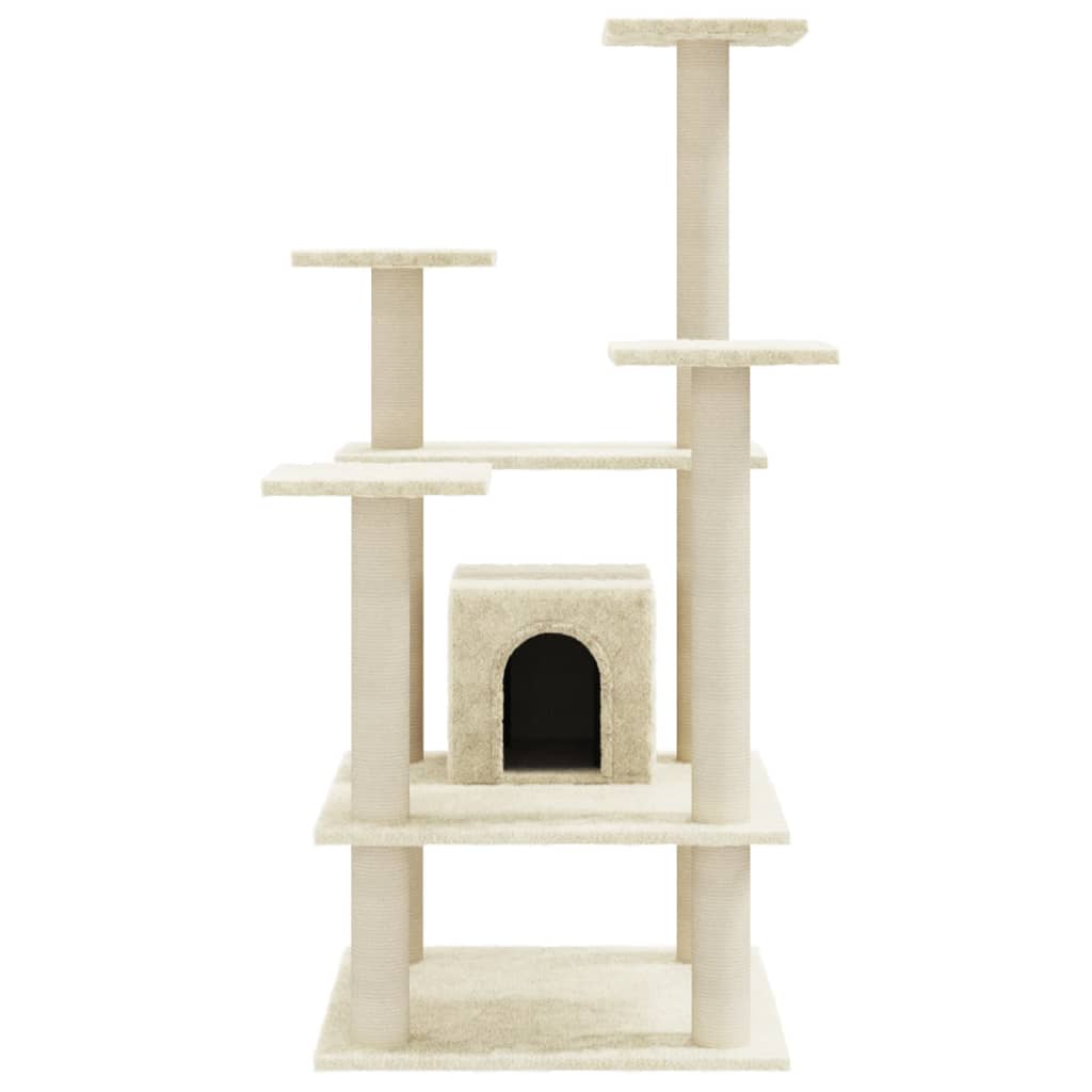 Árvore para gatos c/ postes arranhadores sisal 110 cm cor creme - Image 3