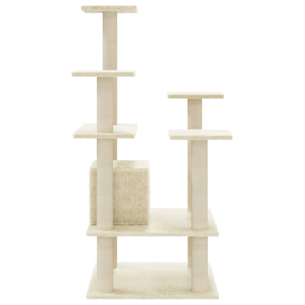Árvore para gatos c/ postes arranhadores sisal 110 cm cor creme - Image 4