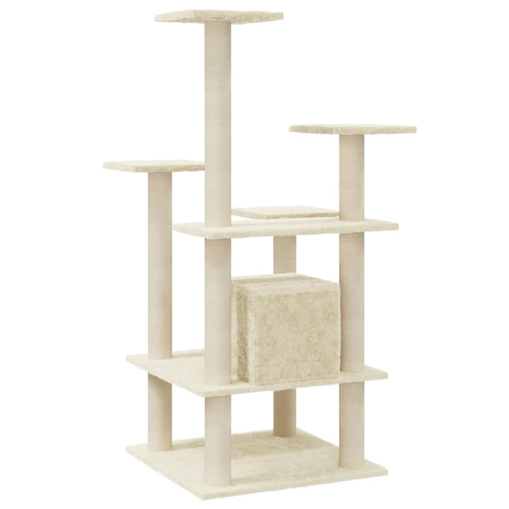 Árvore para gatos c/ postes arranhadores sisal 110 cm cor creme - Image 5