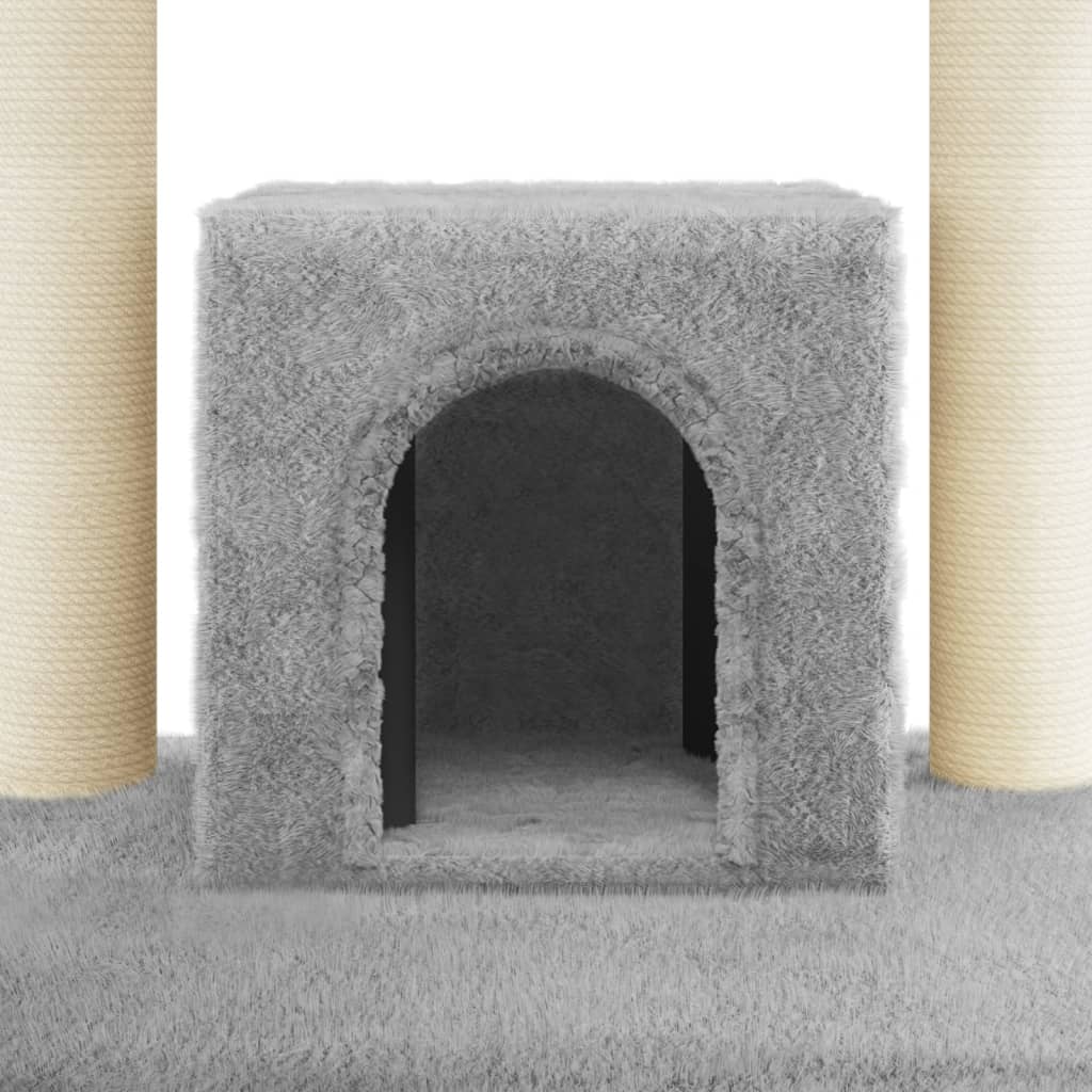 Árvore p/ gatos c/ postes arranhadores sisal 110 cm cinza-claro - Image 6
