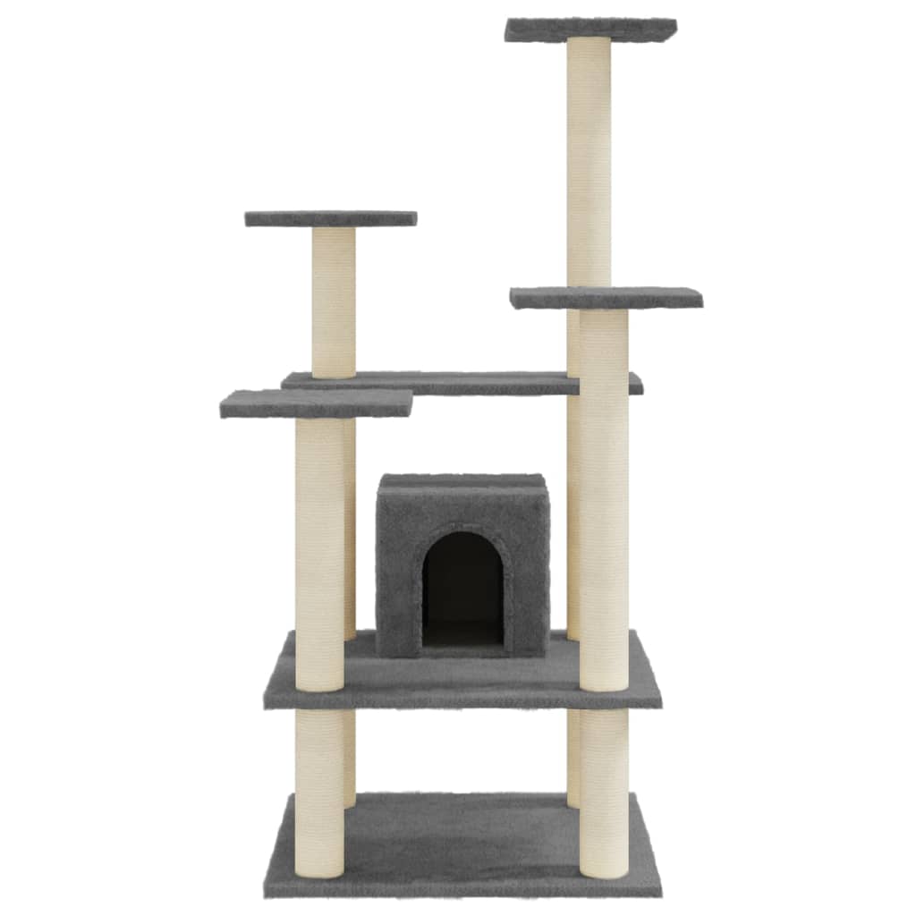 Árvore p/ gatos c/ postes arranhadores sisal 110cm cinza-escuro - Image 3