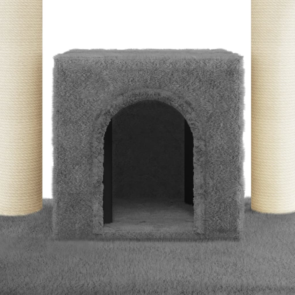 Árvore p/ gatos c/ postes arranhadores sisal 110cm cinza-escuro - Image 6