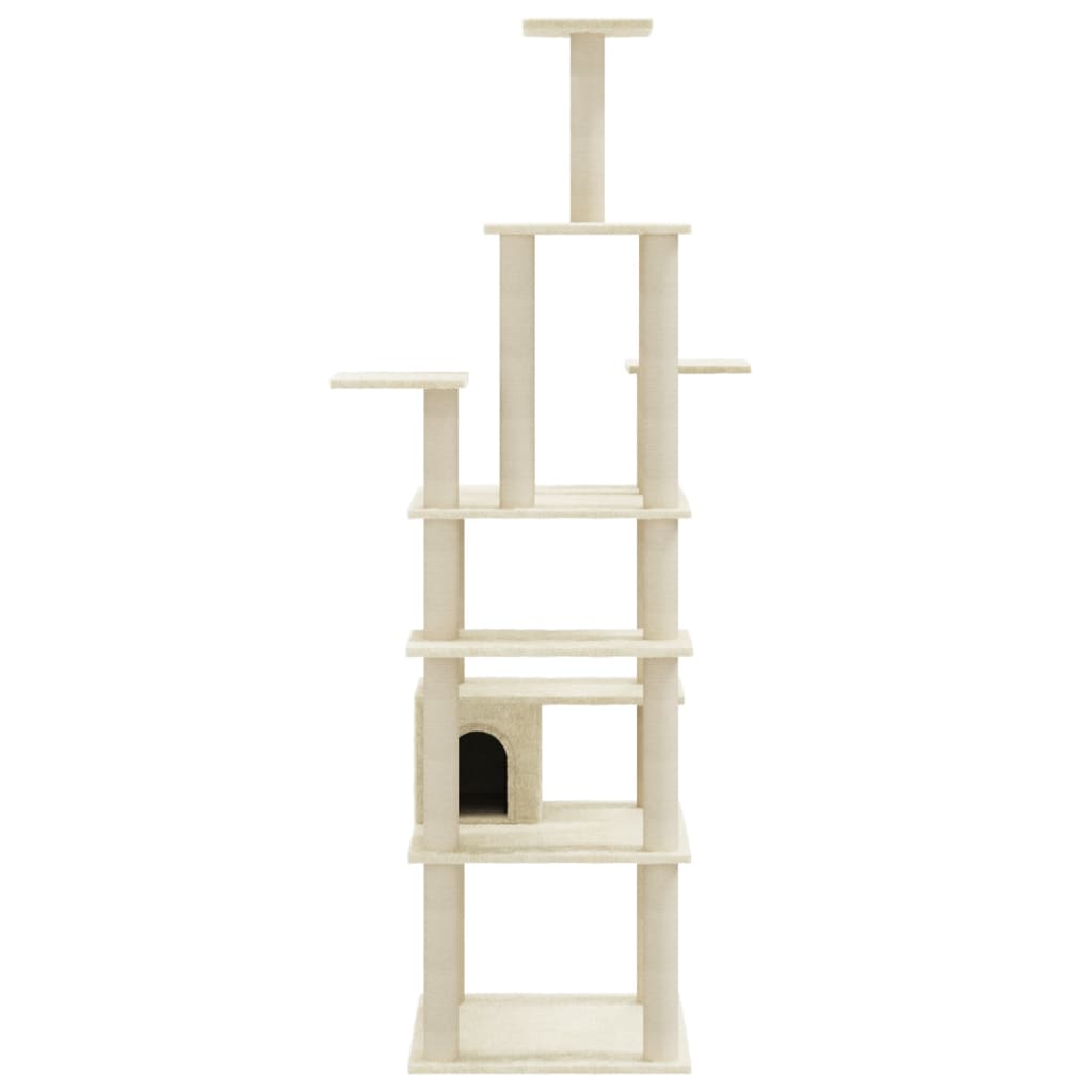 Árvore para gatos c/ postes arranhadores sisal 183 cm cor creme - Image 3