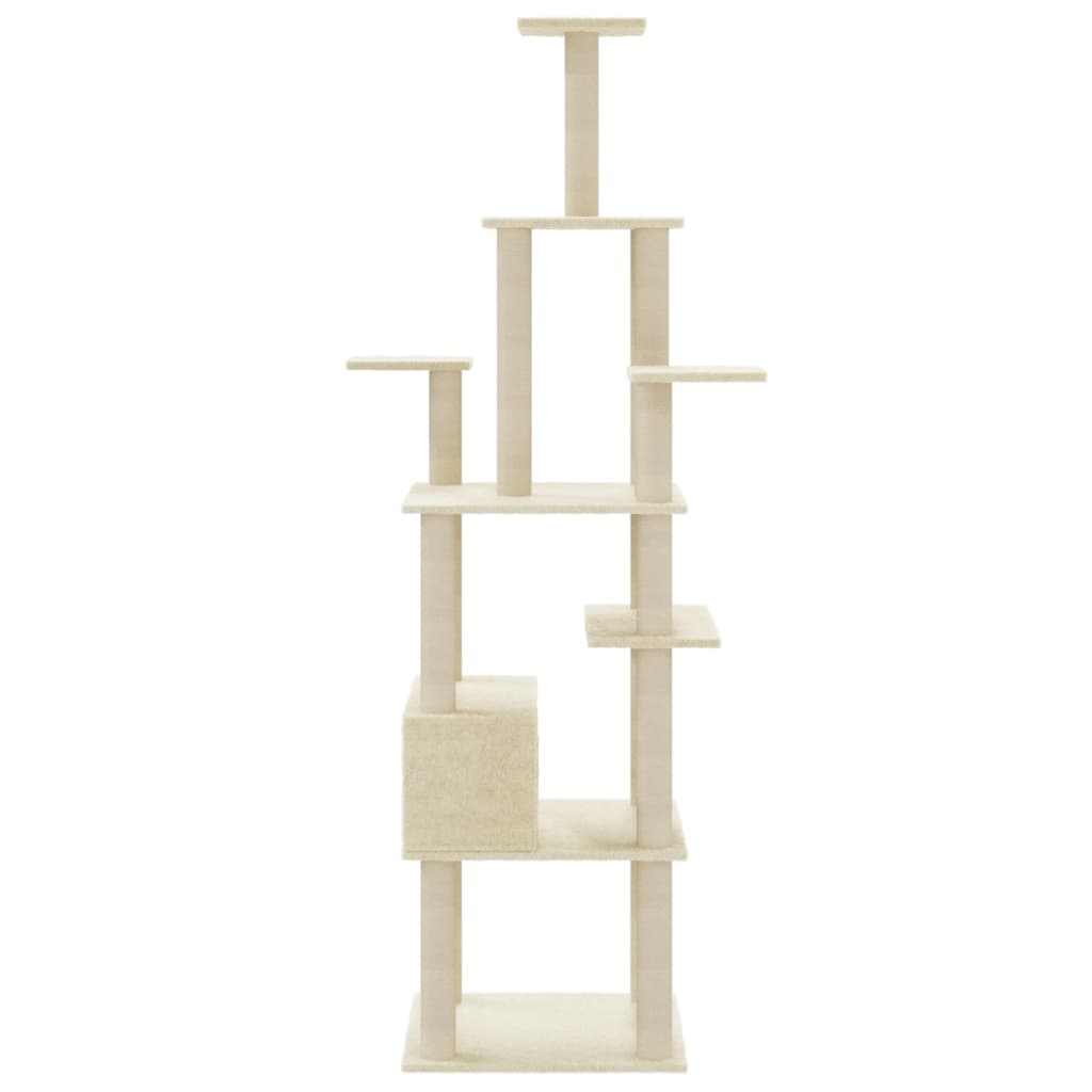 Árvore para gatos c/ postes arranhadores sisal 183 cm cor creme - Image 4
