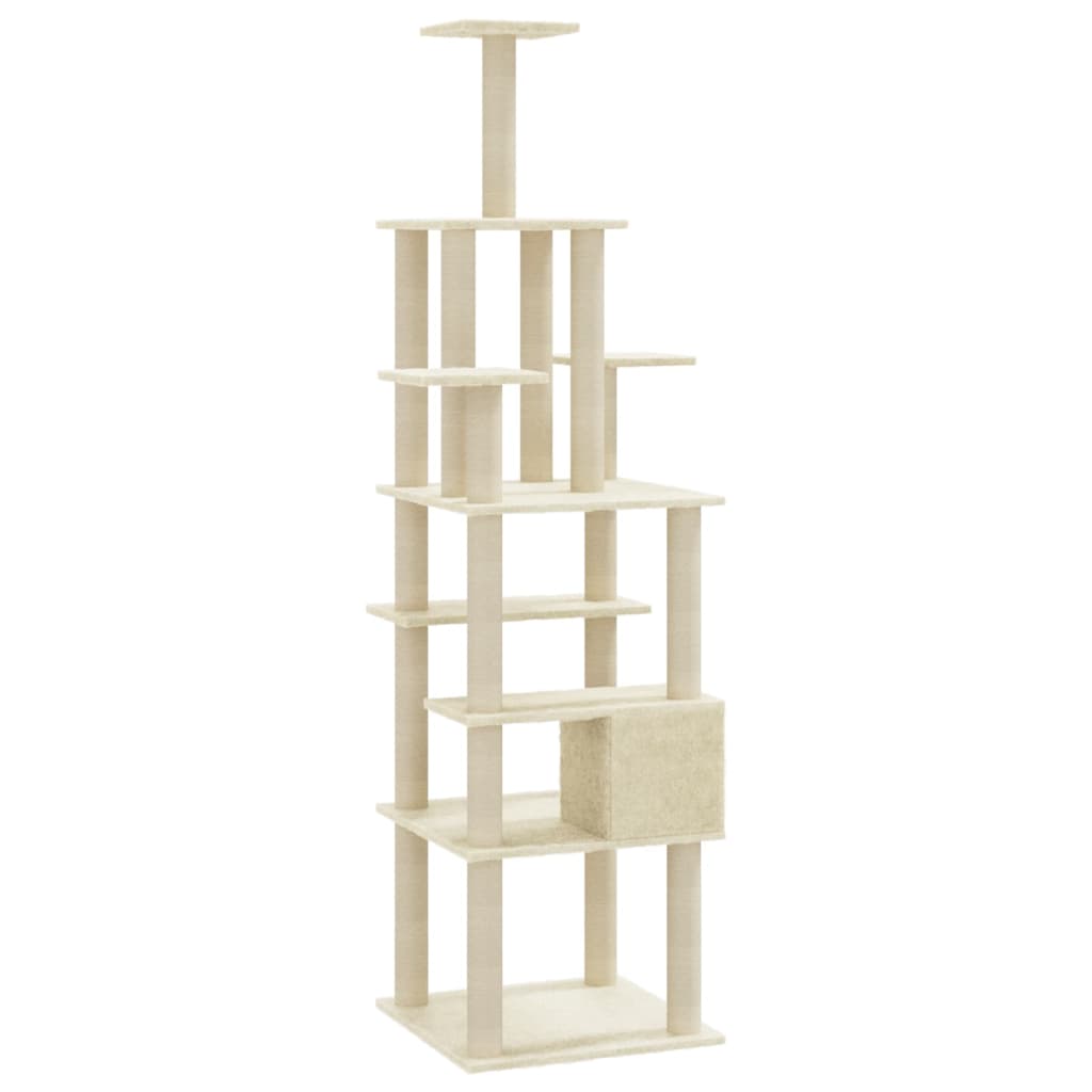 Árvore para gatos c/ postes arranhadores sisal 183 cm cor creme - Image 5
