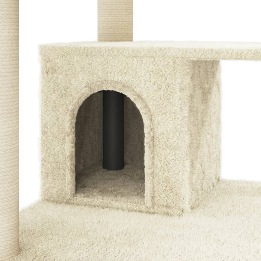 Árvore para gatos c/ postes arranhadores sisal 183 cm cor creme - Image 6