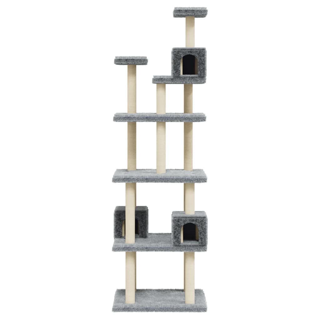 Árvore p/ gatos c/ postes arranhadores sisal 188 cm cinza-claro - Image 3