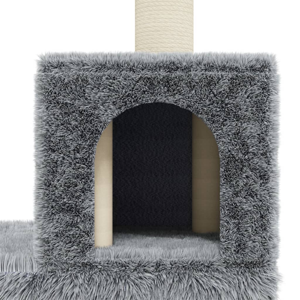 Árvore p/ gatos c/ postes arranhadores sisal 188 cm cinza-claro - Image 6