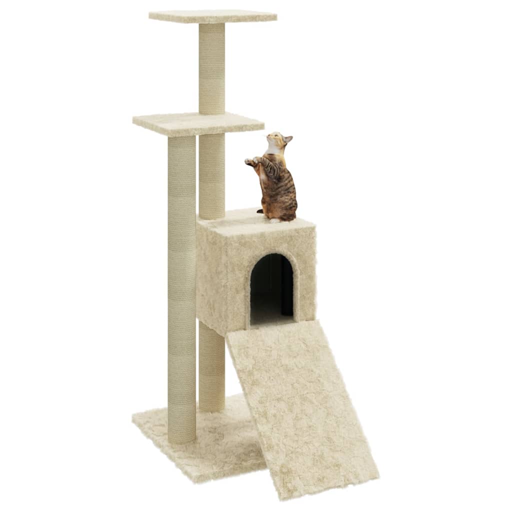 Árvore para gatos c/ postes arranhadores sisal 92 cm cor creme - Image 3