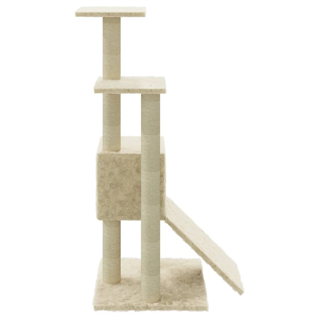 Árvore para gatos c/ postes arranhadores sisal 92 cm cor creme - Image 5