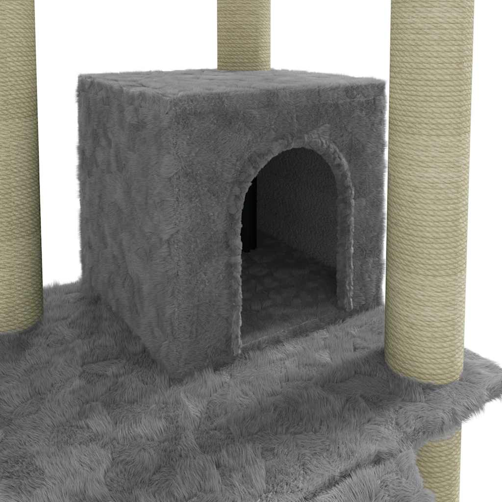 Árvore p/ gatos c/ postes arranhadores sisal 155 cm cinza-claro - Image 6