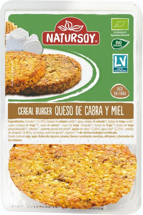 REFRIG HAMBURGUESA DE CEBADA QUESO DE CABRA Y MIEL BIO NATURSOY 200 G