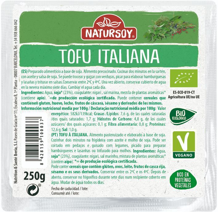REFRIG TOFU A LA ITALIANA NATURSOY 250 G